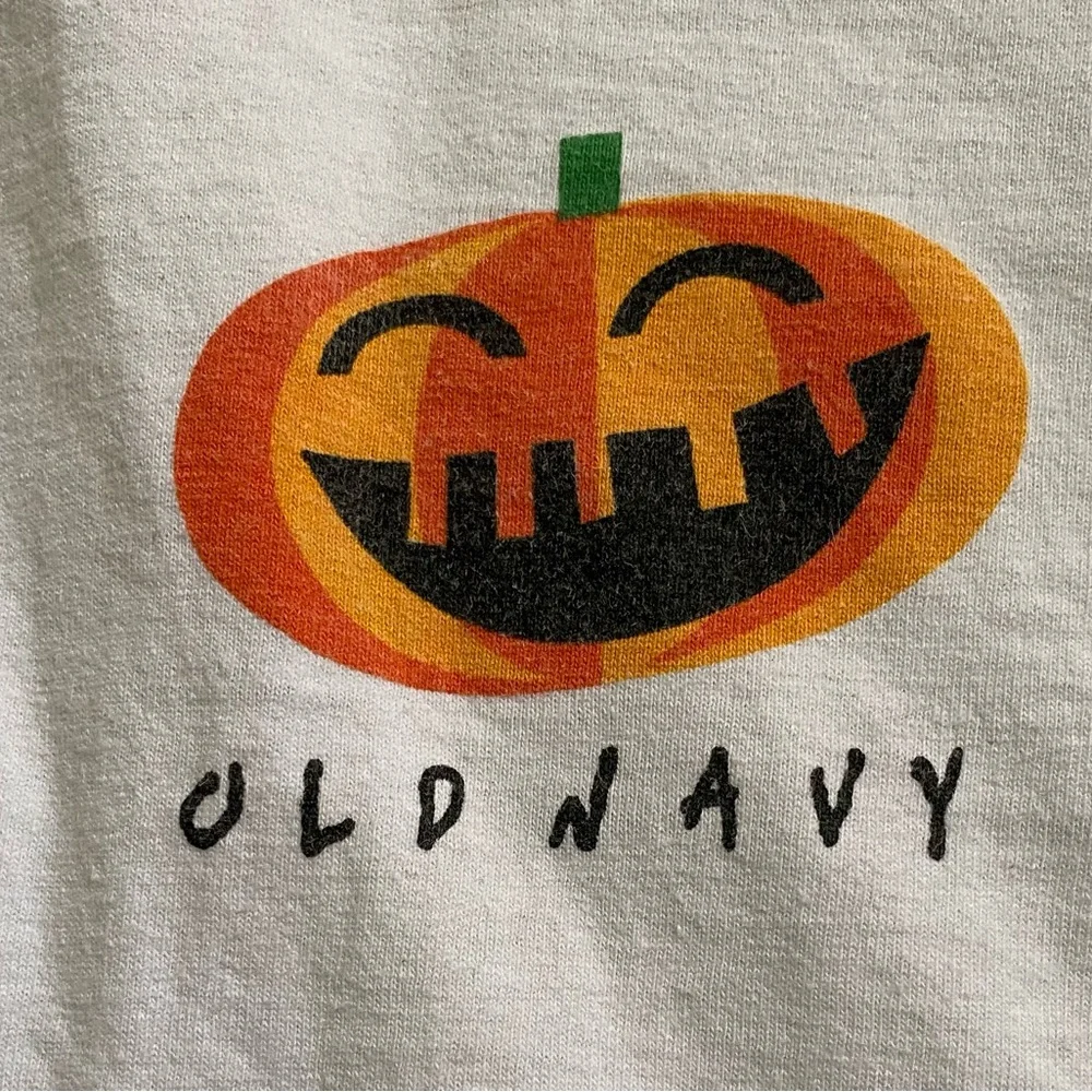Vintage Old Navy Toddler XXL (24-30 mo) White Cotton Pumpkin Long Sleeve Tee‎
